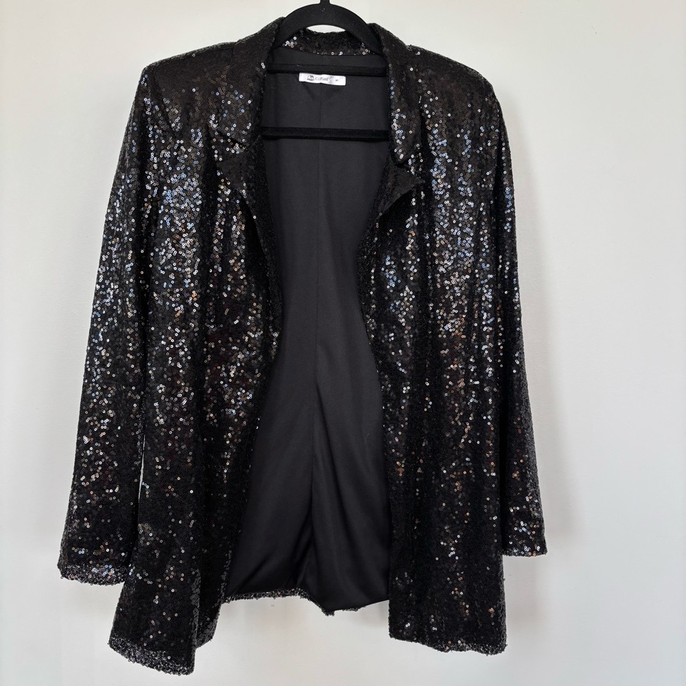 Cupshe Black Sequin Blazer Size S